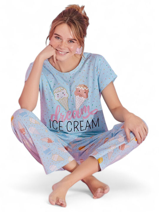 PijaMood Summer Women's Pyjama Set Light Blue