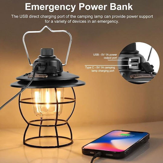 Rechargeable Retro LED Lantern Table Hanging Built-in Power Bank