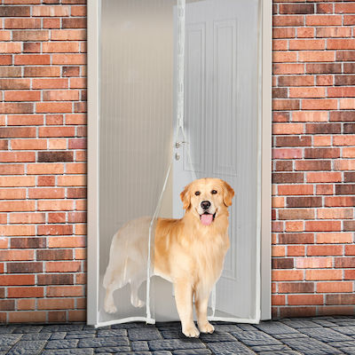 Screen Door Hinged White from Polyester 210x100cm