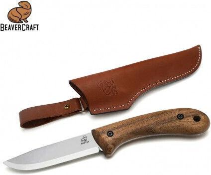 BeaverCraft Hunting / Fishing / Hiking Μαχαίρι Καφέ σε Δερμάτινη Θήκη Καφέ