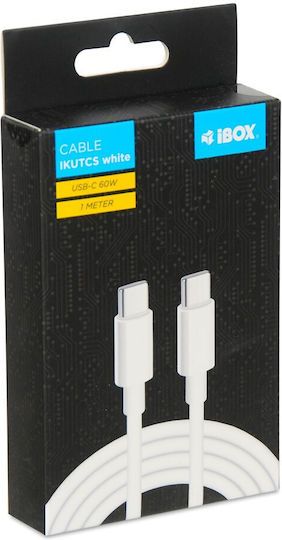 iBox Cablu USB 2.0 USB-C Masculin - USB-C 60W PD Alb 1m IKUTCS1W