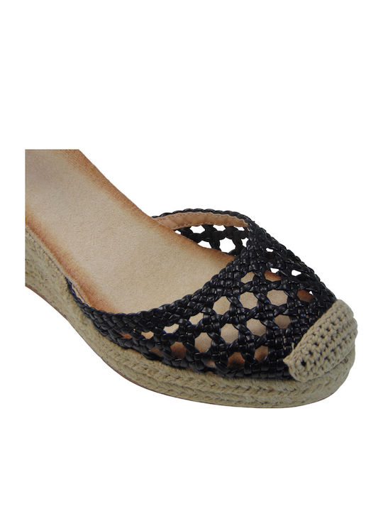Platforme dama în stil Espadrile Negru