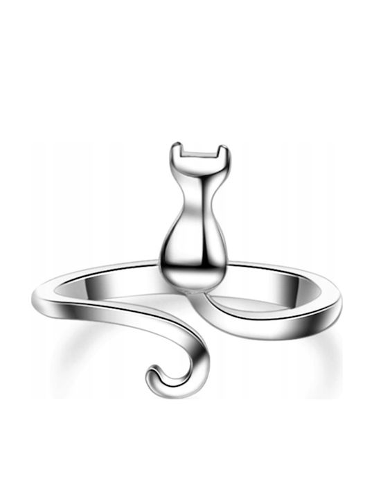 Silver Women's Adjustable Ring Universal Kitten Tail Beautiful Fashionable