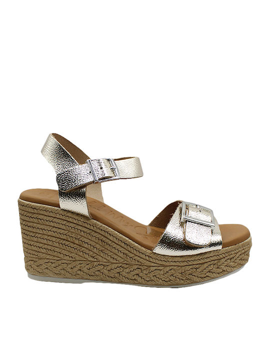 Women's Leather Platform Shoes Gold
