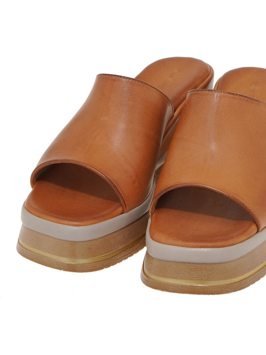 Women's Leather Platform Shoes Tabac Brown