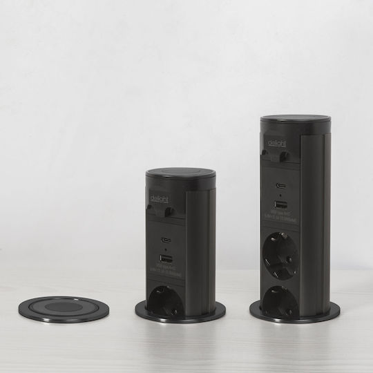 Delight Πολύπριζο 3 Θέσεων με 1 USB-A, 1 USB-C, Διακόπτη και Καλώδιο 1.5m
