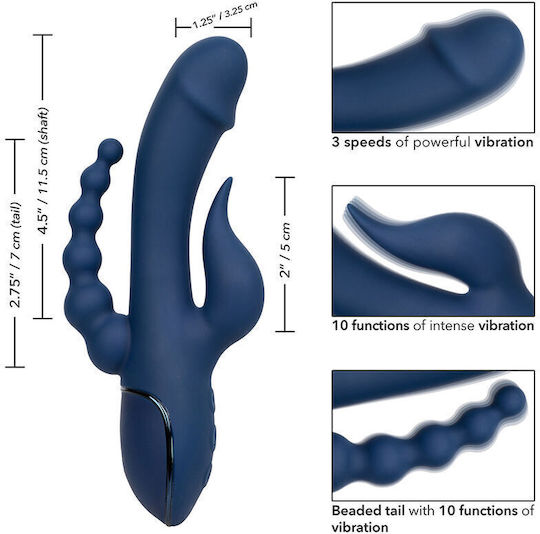 Calexotics Triple Orgasm Δονητής Rabbit με Απομακρυσμένο Έλεγχο Μπλε