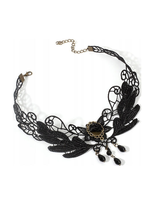 Lace Embroidered Black Choker Necklace Gothic Ch07