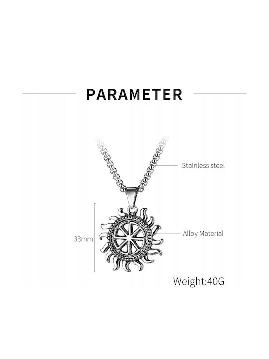 Necklace Silver Chain Steel Symbol Sun 377