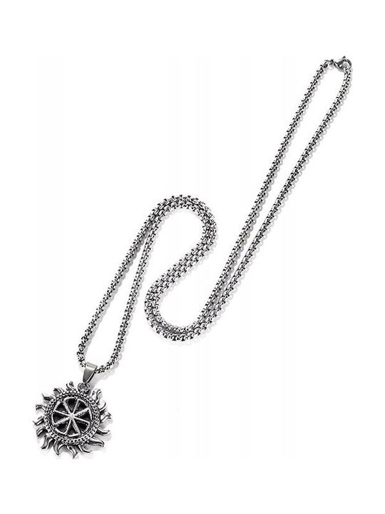 Necklace Silver Chain Steel Symbol Sun 377
