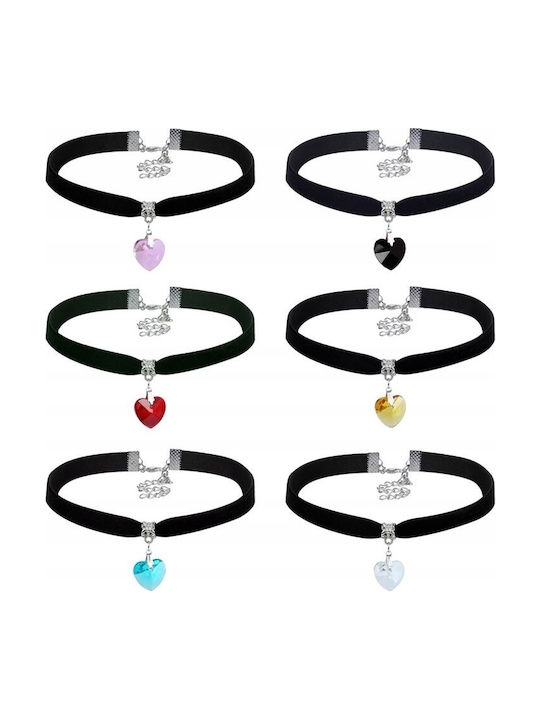 Classic Choker Necklace Crystal Heart Pendant Gothic Red