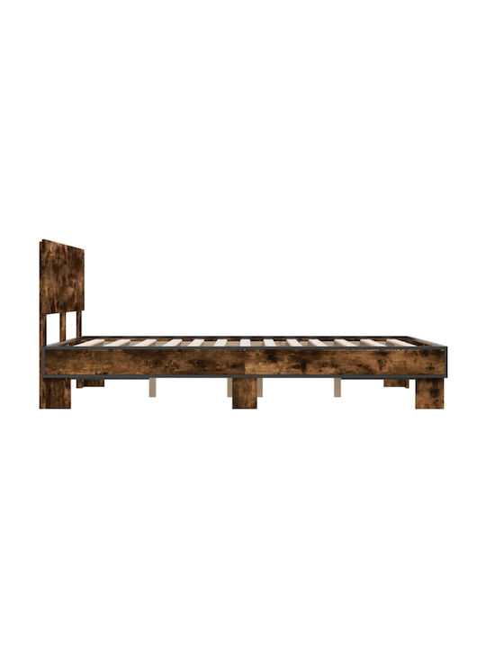 Hälfte-Doppelbett Aus Holz Mit Lattenrost Aus Rauchfichte Für Matratze 120x200cm