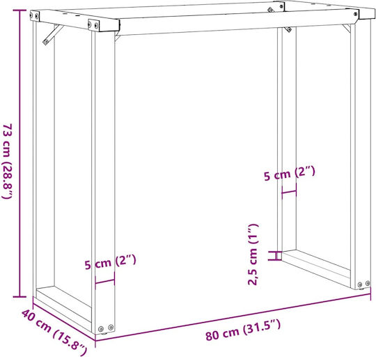 vidaXL Βάση Τραπεζιού Μαντεμένια Μαύρο 80x40x73cm