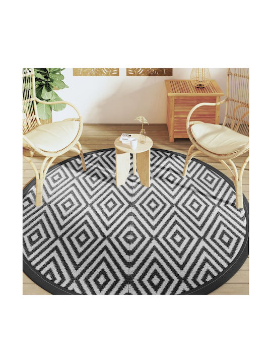 vidaXL Rug Outdoor Rectangular Black and white