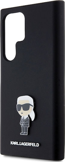 Karl Lagerfeld Ikonik Metal Pin Umschlag Rückseite Silikon Schwarz (Galaxy S24 Ultra)