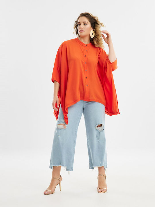 Mat Fashion Women's Long Sleeve Shirt Orange