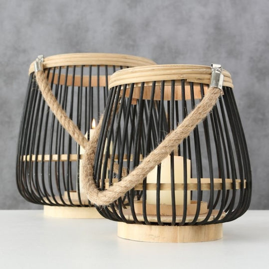 Boltze Laterne Bamboo Schwarz 21x22x22cm 1Stück