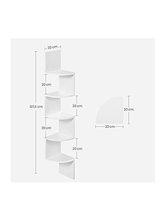 Corner Shelf Wall White 20x20x127.5cm