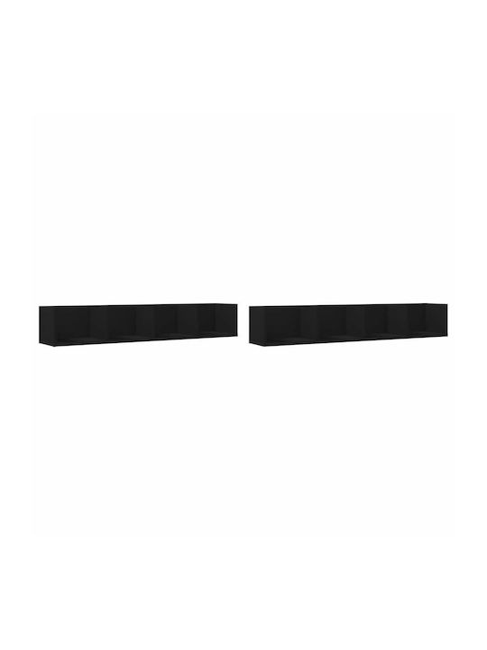 Cabinets Wall Black 2pcs 99x18x16.5cm