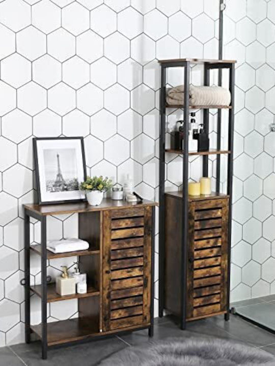 Songmics Подов Рафт за баня Дървен 37x30x167см Кафяв