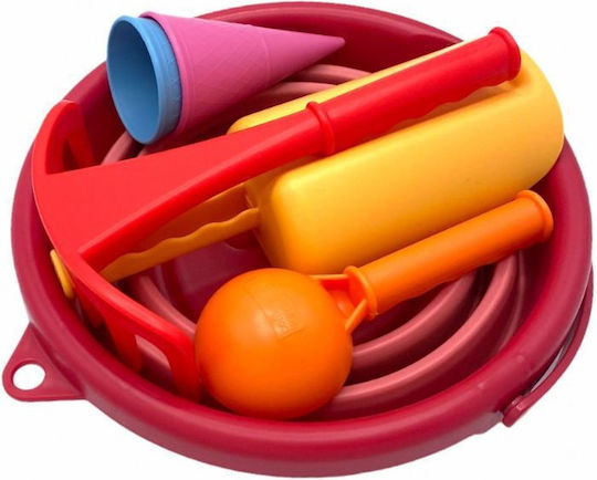 Compactoys Beach Bucket Set with Accessories made of Plastic Red 17.78cm 7pcs