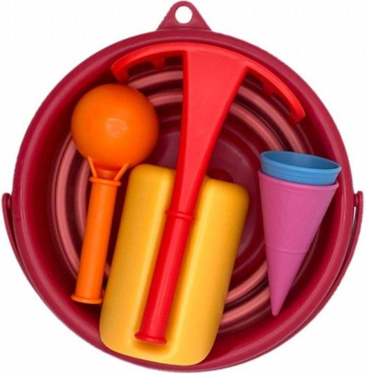 Compactoys Beach Bucket Set with Accessories made of Plastic Red 17.78cm 7pcs