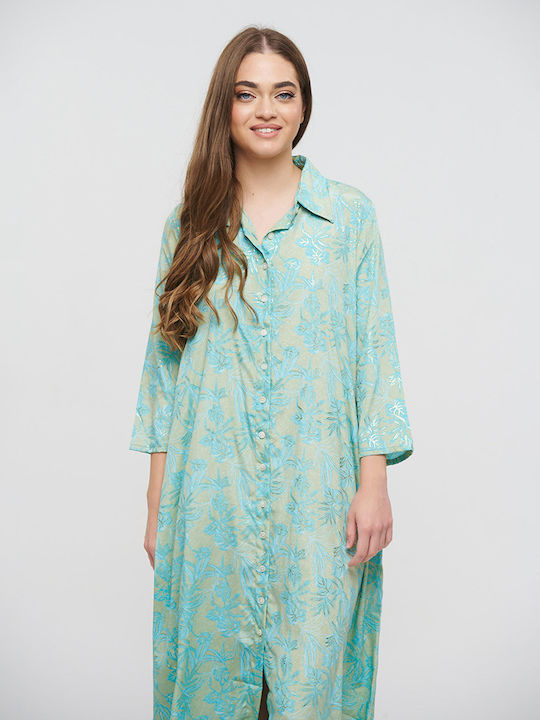 Ble Resort Collection Women's Maxi Caftan Beachwear Blue