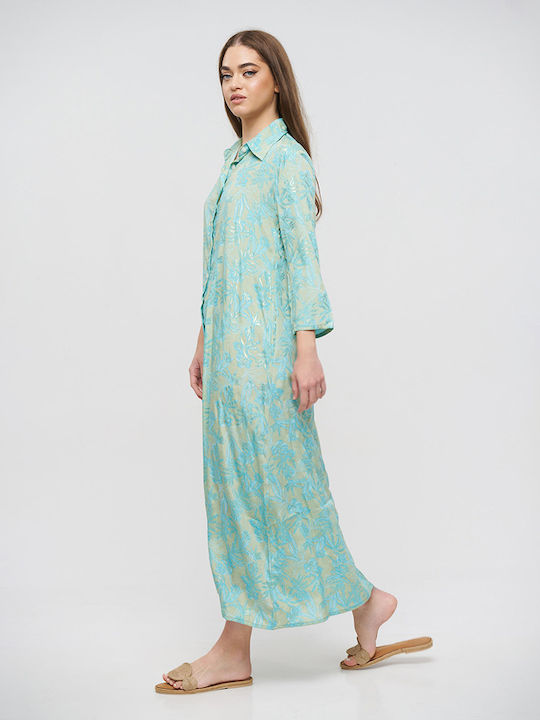 Ble Resort Collection Damen Maxi Kaftan Strand Blue