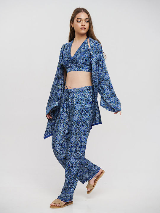 Ble Resort Collection Γυναικείο Κιμονό Παραλίας Μπλε