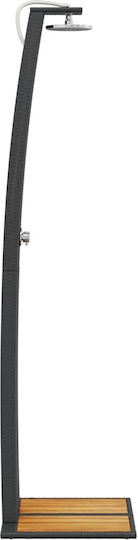 vidaXL Pool Shower Made of Natural Wood 224x60x55cm Black