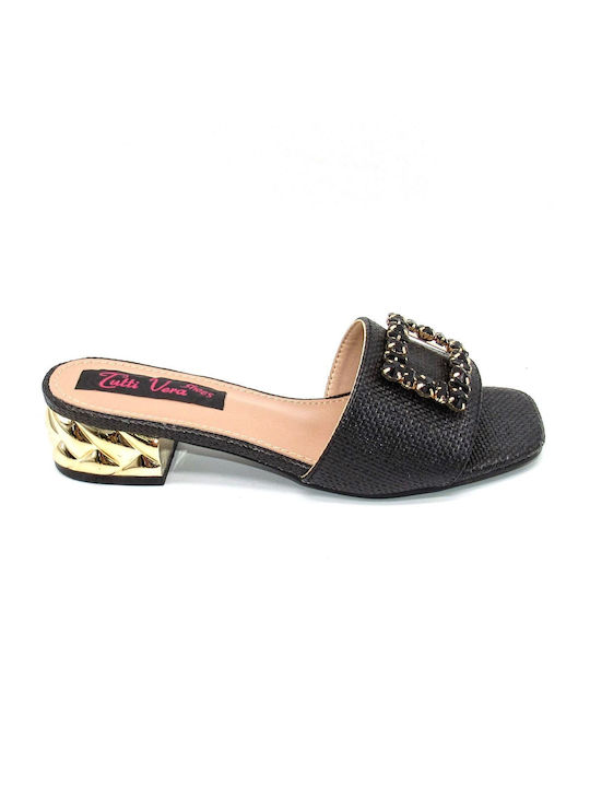 Plato Heel Mules Black