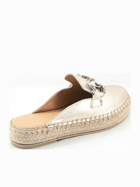 Flat Δερμάτινα Mules σε Χρυσό Χρώμα