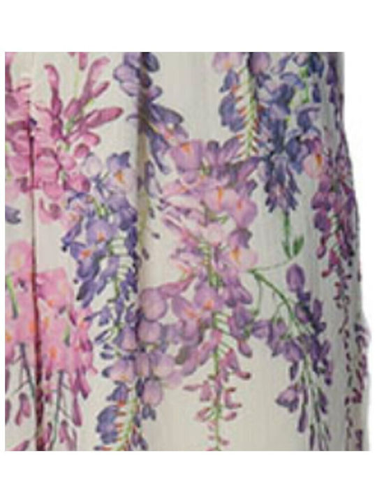 Ble Resort Collection Women's Fabric Trousers Floral Pink Purple