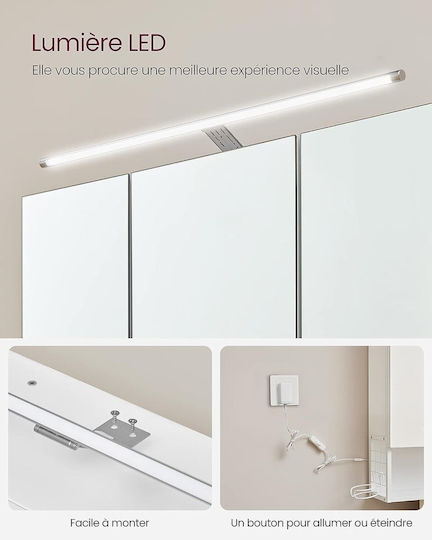 Songmics Μεγεθυντικός Καθρέπτης Μπάνιου Led Αφής με Ράφι & Ντουλάπι 70x70cm Λευκός
