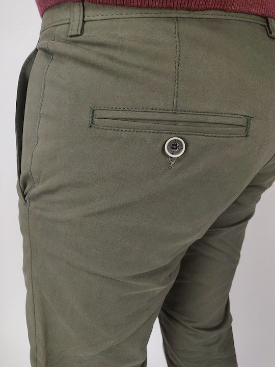 Pantaloni Chino cu Croială Slim Verde