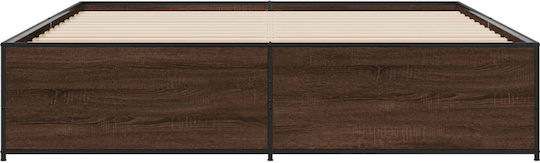 Suport Pat King Size Din Lemn Maro Cu Plăci Pentru Saltea 200x200cm