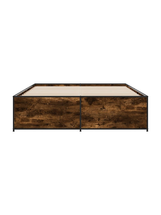 Uppstoffbett Doppelbett Holzbraun mit Lattenrost für Matratze 160x200cm