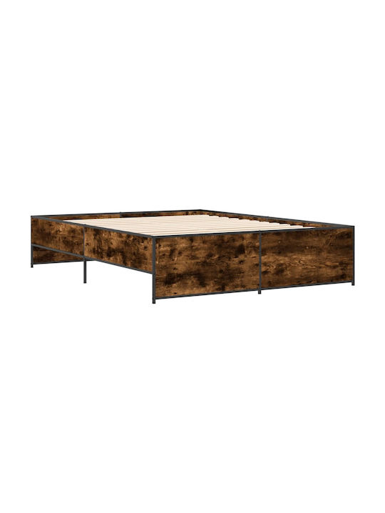 Uppstoffbett Doppelbett Holzbraun mit Lattenrost für Matratze 160x200cm