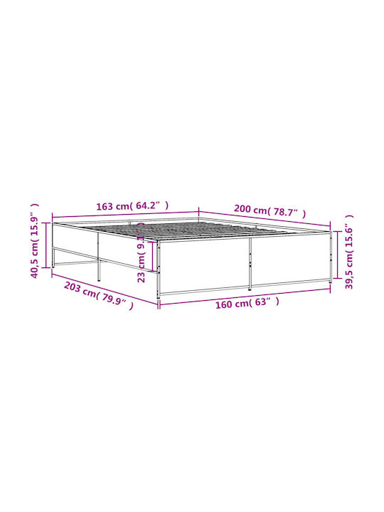 Uppstoffbett Doppelbett Holzbraun mit Lattenrost für Matratze 160x200cm