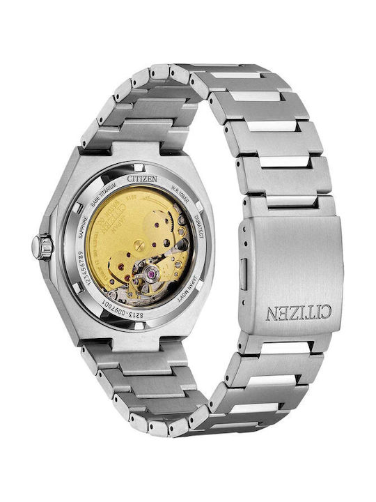 Citizen Ανδρικό Ρολόι 41mm Αυτόματο με Ασημί Μεταλλικό Μπρασελέ