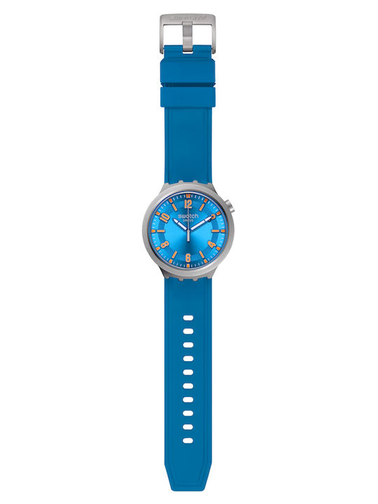 Swatch Ceas Barbati Cu Baterie Cu Cureaua De Cauciuc Albastră