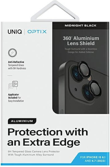 Uniq Optix Camera Protection Tempered Glass Black for the iPhone 15, iPhone 15 Plus