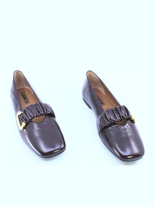 Leather Ballerinas Burgundy