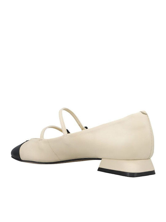 Leather Ballerinas Beige