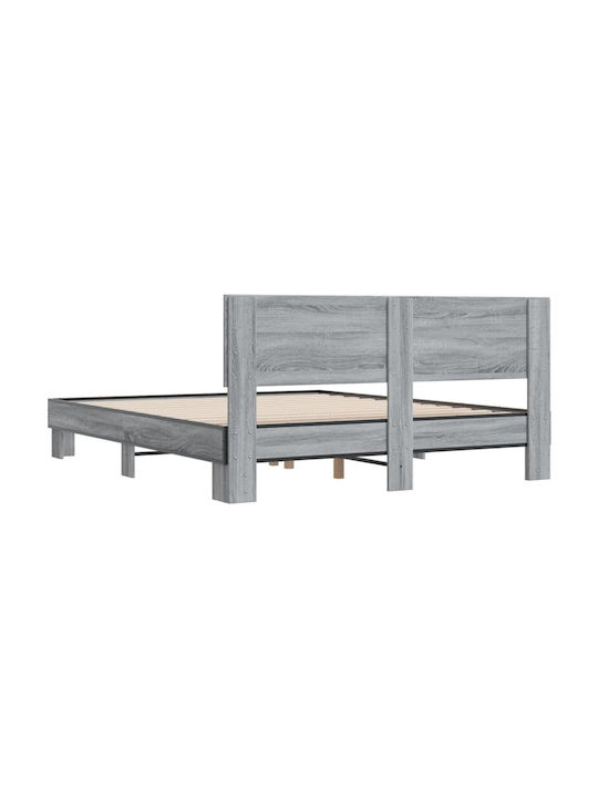 Doppelbett Aus Holz Grau Mit Lattenrost Für Matratze 150x200cm