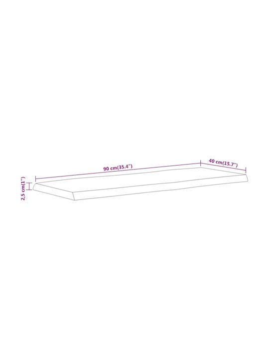 vidaXL Правоъгълена Повърхност на масата Масивно дърво Acacia 90x40x2.5см 370611 1бр
