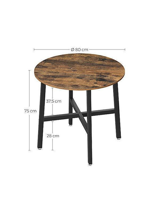 Table Kitchen Wooden with Metal Frame 80x75cm