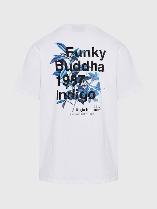 Funky Buddha T-shirt Bărbătesc cu Mânecă Scurtă Alb