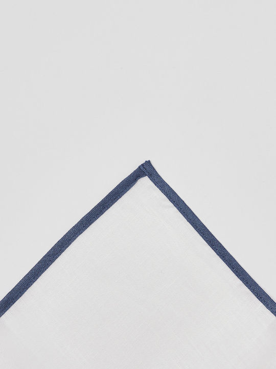 Linen Pocket Square White-Blue Aristoteli Bitsiani