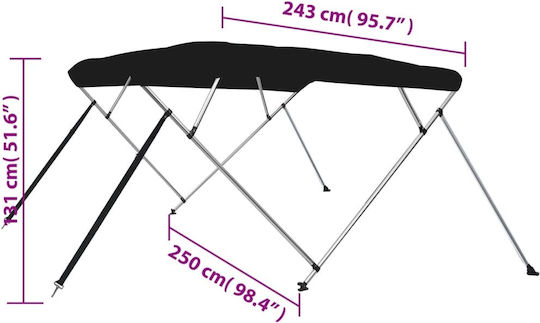 vidaXL Tenta Barca Aluminiu M243xL250xH131cm Negru Culoare
